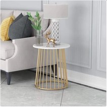 마블 골드 대리석 침대 옆 협탁 사이드 테이블 미니, 지름60x높이45{골드}