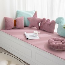 극세사 의자 침대 인테리어 등받이 붙박이의자쿠션 등방석 모찌 포인트 쿠션 방석, 토끼 머리 복합 부동 창 매트 - 밝은 분말