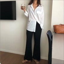 로즈앤베리 여성 봄 여름 가을 겨울 시원한 부츠컷 수타 밴딩 와이드 쿨 팬츠 RP99