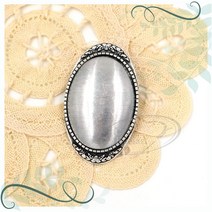 토이앤스티치/클로이/타원/브로치/은버니쉬/프랑스자수/반제품/당일발송, CF39-클로이타원브로치-은버니쉬