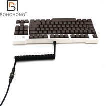 [해외]다채로운 gx12 에비에이터가있는 기계식 키보드 케이블 용 90도 z 단일 슬리브 코일 나선형 유형 c 미니 마이크로 USB 케이블, 협동사, 마이크로 1.5M 15-20cm, 보라