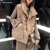퀸앤조이 빅포켓 무광 인조구스 패딩조끼 베스트