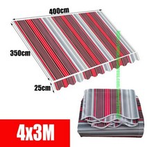 현관캐노피 창문 차양막 비가림 처마 공사 전망대 야외 방수 텔레스코픽 안뜰 커튼 천에 대한 스트라이프 레드 컬러 교체 캐노피, 4x3.5M