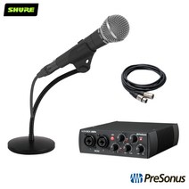 SHURE SM58SK 슈어 정품 다이나믹 마이크 SM58 SK 마이크 + 프리소너스 AUDIOBOXUSB 96 오디오인터페스 세트, SM58SK+AUDIOBOX USB 96+탁상용스탠드