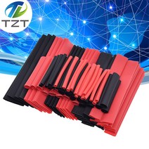 TZT 1 세트 = 150PCS 7.28m 검정 및 빨강 2:1 구색 열 수축 튜브 자동차 케이블 슬 리빙 랩 와이어 키트