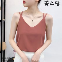 꽃소담A1821 여성 브이넥 쉬폰 나시 민소매 블라우스 민소매/나시