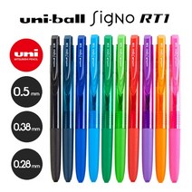 유니 시그노 RT1 볼펜 노크식 0.28, 0.38 그린, 1개