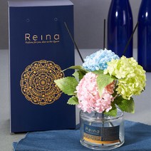 [레이나퍼퓸] 스노우수국 플라워디퓨저 150ml, 선택1:블루_투명병 / 선택2:블랙체리