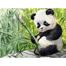 사랑스러운 판다곰 보석십자수 panda 동물화 집에서 하는 슬기로운 애니멀 큐빅가득 다이어몬드페인팅 선물용 수제공예 구슬 비즈 diy키트 10종(액자없음), 판다 십자수도안09