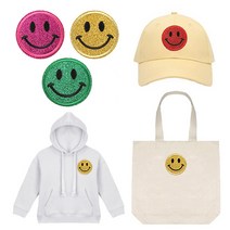 스마일패치 스마일와펜 다리미 부착 장식 의류리폼패치, 그린, 1개