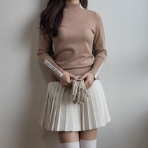 여성 편한 골프웨어 레터링 니트 도톰 반목 가을 겨울 블랙 베이지 기능성 신축성 빅사이즈