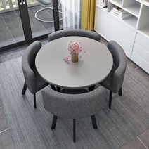 북유럽 4인용 대리석 세라믹 원형 스퀘어 테이블세트 가죽의자 거실라운지식탁 홈카페, G