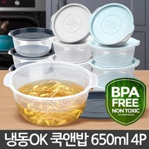 냉동밥밀폐용기세트 4개 냉동국용기 밥국냉동보관 전자렌지용기 원룸 헬스 도시락 반찬용기 셀러드 과일, 스카이블루4p