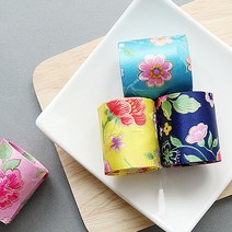 리본공예 리본재료 헤어핀부자재 리본원단 꽃금박 한복리본, 노랑