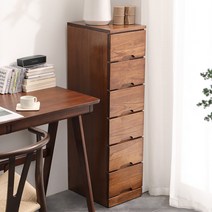 미니 틈새 서랍장 낮은 원목 수납장 코너 소형 폭좁은 화장대 속옷장 공간활용 다용도, 폭 35cm- 내추럴 6단