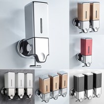 비엔티 무타공 물비누 디스펜서 샴푸걸이 주방 세제 리필, 무타공 설치(3M 테이프+실리콘 본드 제공), BM201 2구 물비누통, 골드, 1개