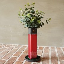 오즈디 꽃 화분소화기 명절 스승의날 선물 화병 꽃병 화초 축하용품, 레드컬러-유칼립투스(조화)