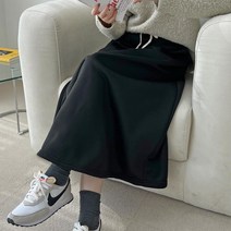 예쁜 플레어라인 여자 면스판 기모 밴딩 롱스커트 2색