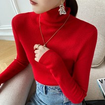 긴팔 이너셔츠 프렌치 레이어드 이너티셔츠 여성 겨울 가을 슬림 양털 니트상의 이너웨어 목폴라 스웨터 4978074126
