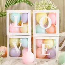 LOVE 투명상자4개 SET 프로포즈 기념일 생일파티 용품, LOVE박스, LOVE박스세트(4개입)