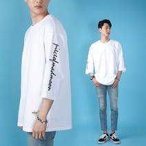 매드문 레터링매드문 7부 오버핏 티셔츠