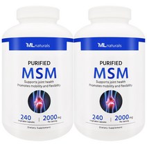My Life [미국빠른직구] 신제품 마이라이프 내추럴스 식이유황 MSM 2000mg, 240정, 2병