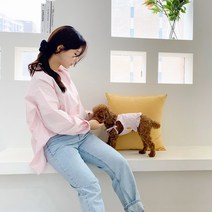 루페루페 강아지 커플룩 프릴 셔츠 나시 견주 남방 애견 커플 옷, 보호자옷, 화이트