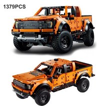 포드 1379pcs 기술 랩터 42126 f-150 픽업 트럭 자동차 빌딩 블록 오프로드 suv 차량 벽돌 생일, a, 상자 없음