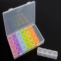 4칸연결 총 28칸 구성 플라스틱 케이스 비즈보관함 액세서리 쥬얼리 겉박스포함 3개입 1세트, 투명