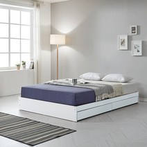 미코퍼니처 루시 평상형 수납침대+본넬 매트리스, 화이트/화이트
