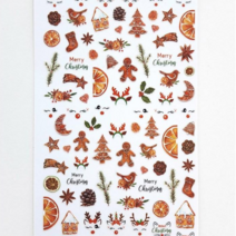 네일 데칼 스티커 꽃잎 하트 체크 프렌치 네일아트, 141_크리스마스A bw0797