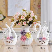 스완 장식 홈 장식 공예품 장식 새 결혼 유럽식 디어 거실 테이블 오피스, 백조 커플꽃병장미꽃