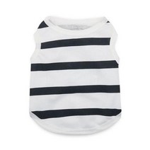 애완동물 옷 장난감 귀여운 줄무늬 개 후디 통기성 고양이 조끼 작은 개를 위한 길고 짧은 소매 애완 동물 의류 강아지 의상 코트, 7-White Short+XL