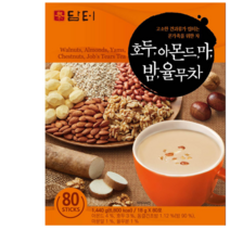 따뜻한 호두 마 밤 율무차 80입 아몬드 견과류 곡물 율무 대두 분말차 배합 파우더 선식 디저트 효능, 단일