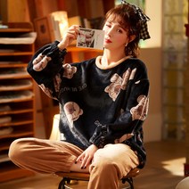 찰리갈색 스누피 극세사 Home웨어 파자마 숙면 잠옷 겨울 상하의 셋Set