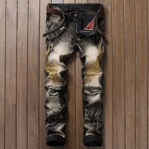 남자 바지 특이한 패턴 캐주얼 가을 대미지 엣지 트렌디남 진 빅사이즈 무대 날개 트렌치 거지 빈티지 클럽 롱 팬츠