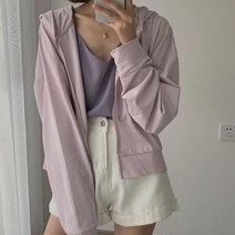 크롭 바람막이 자켓 보라색 크롭트 헐렁한 후드 재킷 세련된 학생 스포티 한 아웃웨어 젊은 봄 올 매치 햇빛 차단 리시