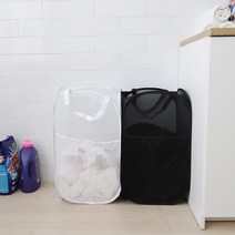 접이식 캠핑 햄퍼 아기 빨래바구니 빨래함 재활용바구니 슬림, 블랙