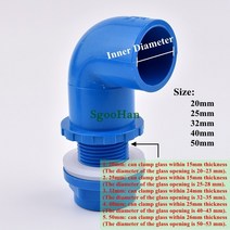 1PC ID 20 50mm PVC 파이프 수족관 물고기 탱크 90 팔꿈치 배수 커넥터 오버플로 스레드 물 공급 조인트, inner dia 20mm, 03 1pc_01 inner dia 20mm