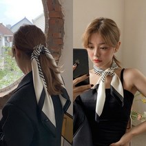 실크 쁘띠 스카프 봄 머리띠 졸업식 여성 주름 목주름 금새록 미니 수지 스카프