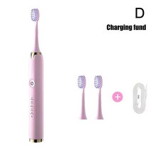 전동칫솔 USB 충전 충전식 초음파 화이트닝 전동 칫솔 세척 가능 강력한 울트라 소닉 치아 브러시, [04] chargeable Pink
