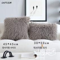 CNTCSM 풍 모조 해변 양털 거실 소파 쿠션 화이트 그레이 핑크 침대 머리맡 털 쿠션, 유령회색 모조 해변 양털 볼륨업, 30x50cm(베개심포함)