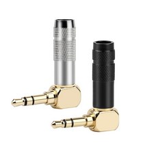 잭 3.5mm 90 도 1/8 quot3 극 이어폰 플매트 카펫 러그 오디오 어댑터 직각 금도금 납땜 검정색 은색 와이어 커넥터, [05] 100pcs, [02] Silver