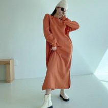 퍼니걸스 9844 데일리 라운드 기모 무지 롱 원피스 여성의류