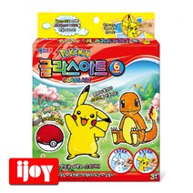 종이나라 포켓몬 글라스아트 피카츄 파이리 6색 창문 유리 글라스데코, 1개