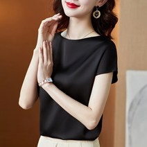 여름 여성 블라우스 오피스 레이디 탑스 반팔 새틴 셔츠 패션 심플 솔리드 캐주얼 느슨한