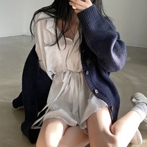 셔츠원피스 한국어 세련된 기질 소금 시스템-긴팔 스트라이프 셔츠 드레스 여성 가을 ​​새로운 작은 허리 짧은 치마 하객