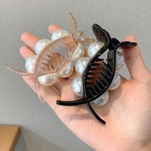 진주 집게핀 단발 긴 머리 반묶음 대왕 왕 집게 삔 똥머리 올림머리 대형 반머리 머리핀 헤어 당고 고정핀 2개 세트