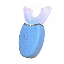 마우스피스칫솔 자동 전동360 학위 지능형 자동 소닉 전동 칫솔 U 형 4 모드 USB 충전 치아 화이트닝 블루, 09 Blue 37Y