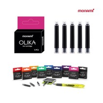 모나미 올리카 만년필 리필 카트리지 (5입) F촉, 퍼플